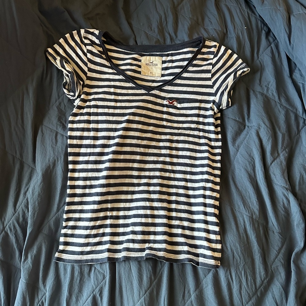 Hollister Striped Navy and White Shirt